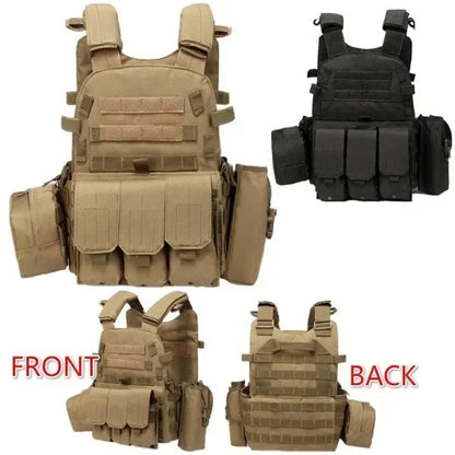 6094 Military Tactical Vest Body Armor Combat Army CS Gear Hunting Plate Carrier Airsoft Accessories Wargame Pouch Molle Vest by PETAL & GLOW