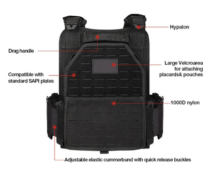 YAKEDA Tactical Vest Outdoor Hunting Plate Carrier Protective Adjustable Vest Airsoft Carrier Combat Equipment 6094 Vest by PETAL & GLOW