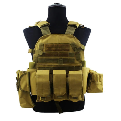 Adult Military Tactical Vest Body Armor Protection Plate Carrier Airsoft Accessories Outdoor Hunting Combat Equipment MOLLE Vest by PETAL & GLOW