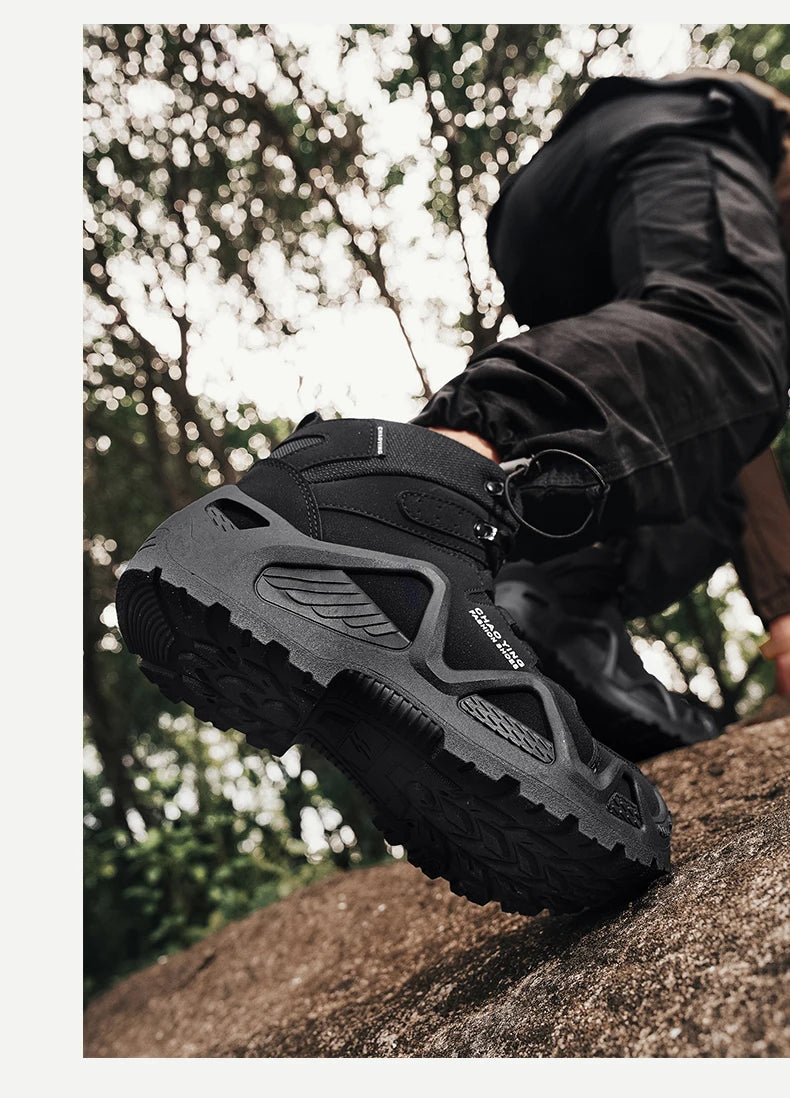 Men Tactical Boots Army Boots Mens Military Desert Waterproof Work Safety Shoes Climbing Hiking Shoes Ankle Men Outdoor Boots by PETAL & GLOW