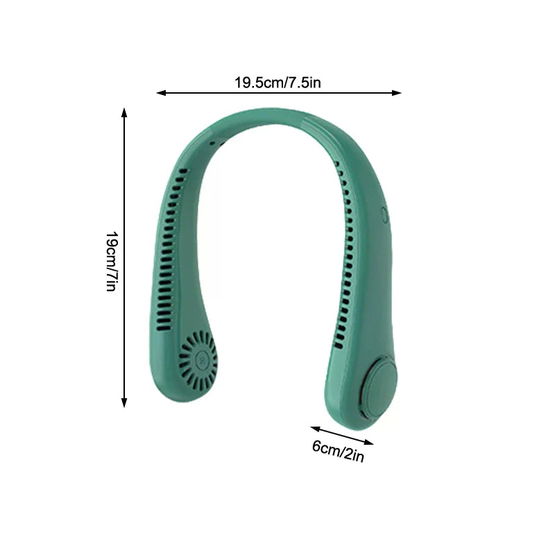 Portable Neck Fan 3 Speeds Mode Adjustable Stretchable Neck Fan Blow Air For Cooling Hand Free 4000mAh Rechargeable