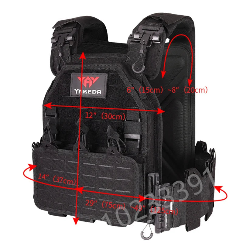 YAKEDA Tactical Vest Outdoor Hunting Plate Carrier Protective Adjustable Vest Airsoft Carrier Combat Equipment 6094 Vest by PETAL & GLOW