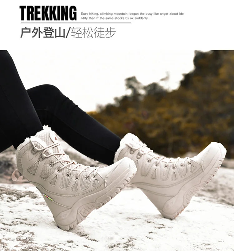 Men's Military Tactical Boots Army Boots Men Side Zipper Military Boots Men Anti-Slip Ankle Boots Work Safety Shoes Hiking Shoes by PETAL & GLOW