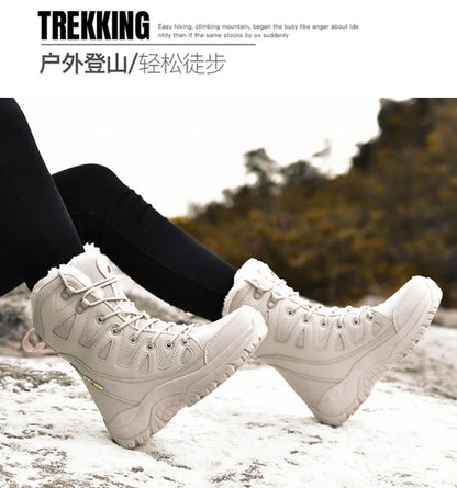 Men's Military Tactical Boots Army Boots Men Side Zipper Military Boots Men Anti-Slip Ankle Boots Work Safety Shoes Hiking Shoes by PETAL & GLOW