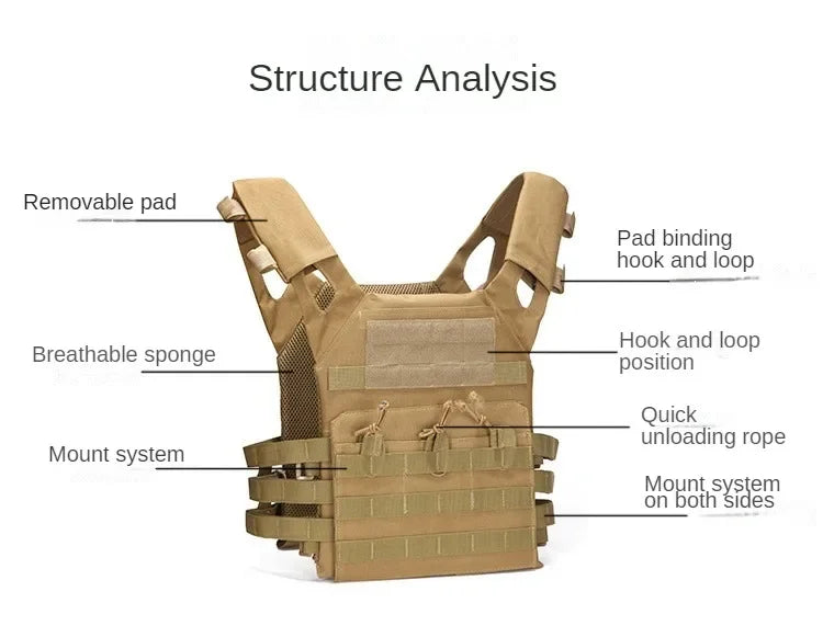 Nylon Tactical Vest Body Armor Hunting Carrier Airsoft Accessory Combat MOLLE Camo Cosplay Army Vest CS Game Jungle Equipment by PETAL & GLOW