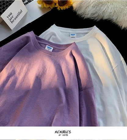 Men's Blank T-Shirt White S-3XL Oversized Solid Color Large Size Fashion Long Sleeve Top for Men And Women