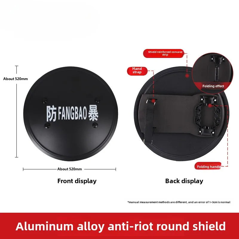 Metal Tactical Handheld Aluminum Alloy Round Shield Riot Shield Round Tactical Shield Security Equipment Security Equipment by PETAL & GLOW