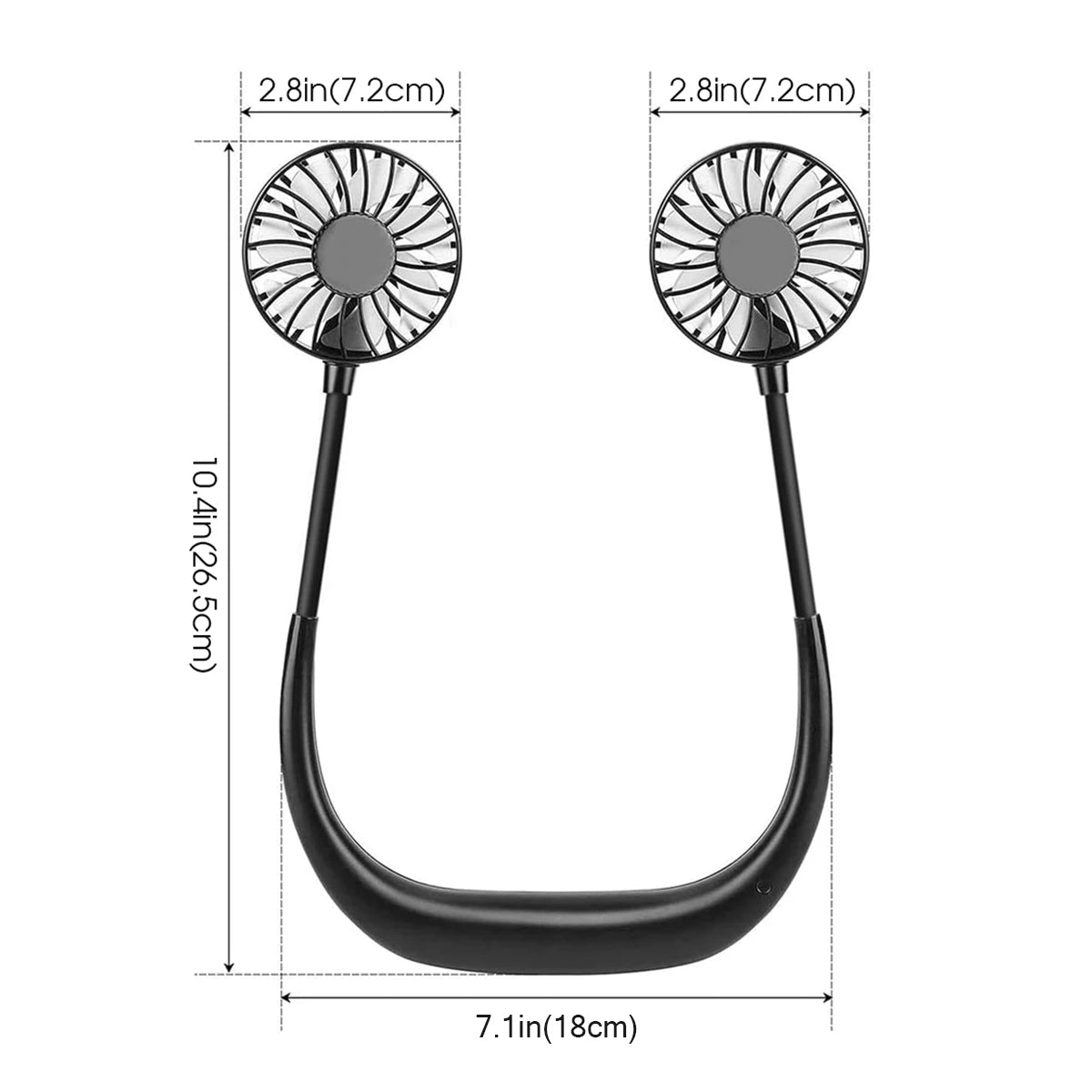 Neck Fan Rechargeable 1200mAh 3 Speeds Hands Free Wearable Fan Portable Personal Cooling Fan for Travel Outdoor Hot Sale