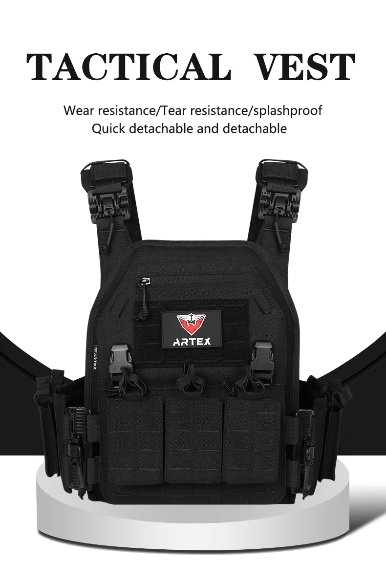 Artex New combat vest 6094 quick detachable light laser cut tactical vest black gear to carry airsoft carrier combat equipment by PETAL & GLOW