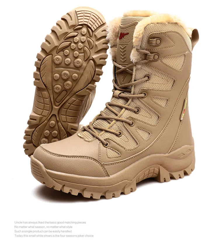 Men's Military Tactical Boots Army Boots Men Side Zipper Military Boots Men Anti-Slip Ankle Boots Work Safety Shoes Hiking Shoes by PETAL & GLOW