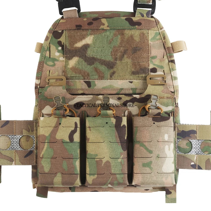 Ferro V5 FCPC Tactical Plate Carrier Quick Release Portable Body Armor Molle Airsoft Hunting Vest with 556 Triple Magazine Pouch by PETAL & GLOW