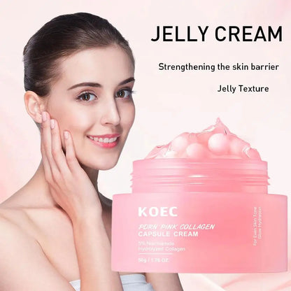 PDRN Pink Collagen Capsule Cream 5% Niachinamide VC Whitening Hydrolyzed Collagen Face Cream Moisturizing Firming Skin Care by PETAL & GLOW
