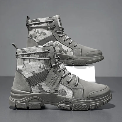 Military Boots for Men Autumn High Top Camouflage Desert Casual Flats Mens Boot Breathable Non Slip Work Shoes Zapatillas Hombre by PETAL & GLOW