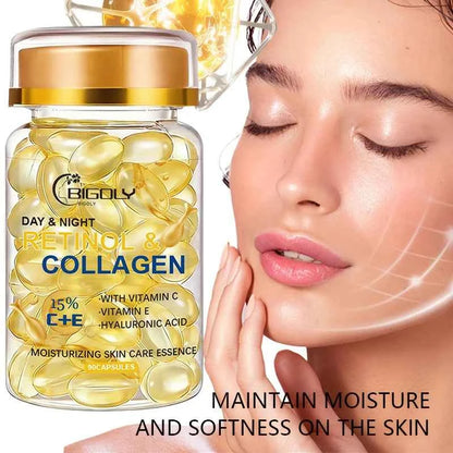 Retinol Collagen Essence Ampoules (90pcs) | Anti-Aging Face Serum for Firming & Moisturizing