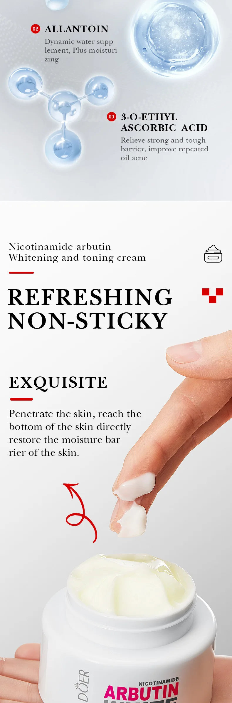 Face Care Nicotinamide Arbutin Whitening Cream Lightening Stain Whiten Cream Fade Dark Spot Face Cream Korean Skin Care Products by PETAL & GLOW