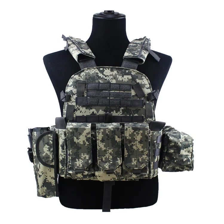 Adult Military Tactical Vest Body Armor Protection Plate Carrier Airsoft Accessories Outdoor Hunting Combat Equipment MOLLE Vest by PETAL & GLOW