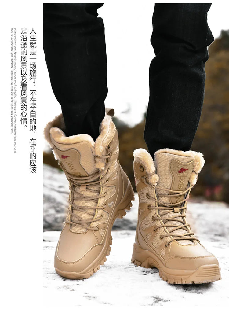 Men's Military Tactical Boots Army Boots Men Side Zipper Military Boots Men Anti-Slip Ankle Boots Work Safety Shoes Hiking Shoes by PETAL & GLOW