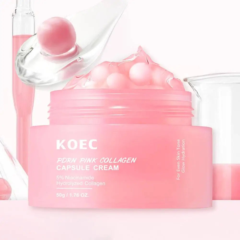 PDRN Pink Collagen Capsule Cream 5% Niachinamide VC Whitening Hydrolyzed Collagen Face Cream Moisturizing Firming Skin Care by PETAL & GLOW
