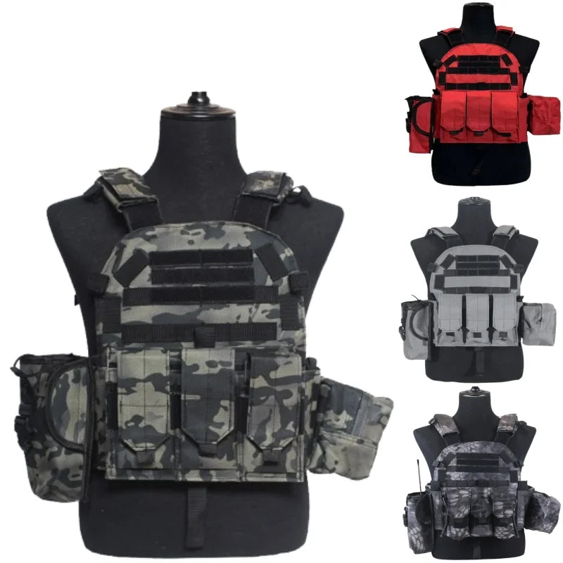 Adult Military Tactical Vest Body Armor Protection Plate Carrier Airsoft Accessories Outdoor Hunting Combat Equipment MOLLE Vest by PETAL & GLOW