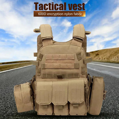 Nylon Tactical Vest Body Armor Hunting Carrier Airsoft Accessories Men Combat Camo Military Army Vest Outdoor CS Hunting by PETAL & GLOW