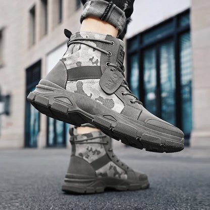 Military Boots for Men Autumn High Top Camouflage Desert Casual Flats Mens Boot Breathable Non Slip Work Shoes Zapatillas Hombre by PETAL & GLOW