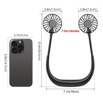Neck Fan Rechargeable 1200mAh 3 Speeds Hands Free Wearable Fan Portable Personal Cooling Fan for Travel Outdoor Hot Sale
