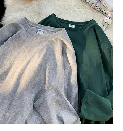 Men's Blank T-Shirt White S-3XL Oversized Solid Color Large Size Fashion Long Sleeve Top for Men And Women