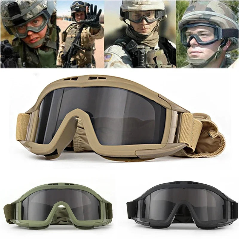 New Airsoft Tactical Goggles 3 Lens Windproof Dustproof Shooting Motocross Motorcycle Mountaineering Glasses CS Safe Protection by PETAL & GLOW