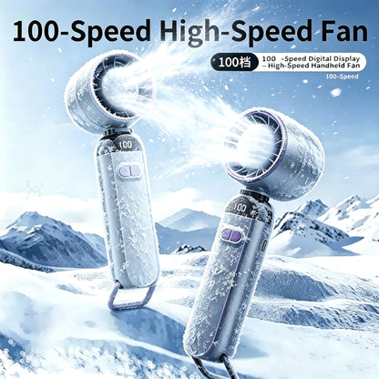 3-in-1 Handheld Neck Fan  Mini Turbo Fan 5-Speed High-speed Portable USB Rechargeable Fan for Outdoor Office